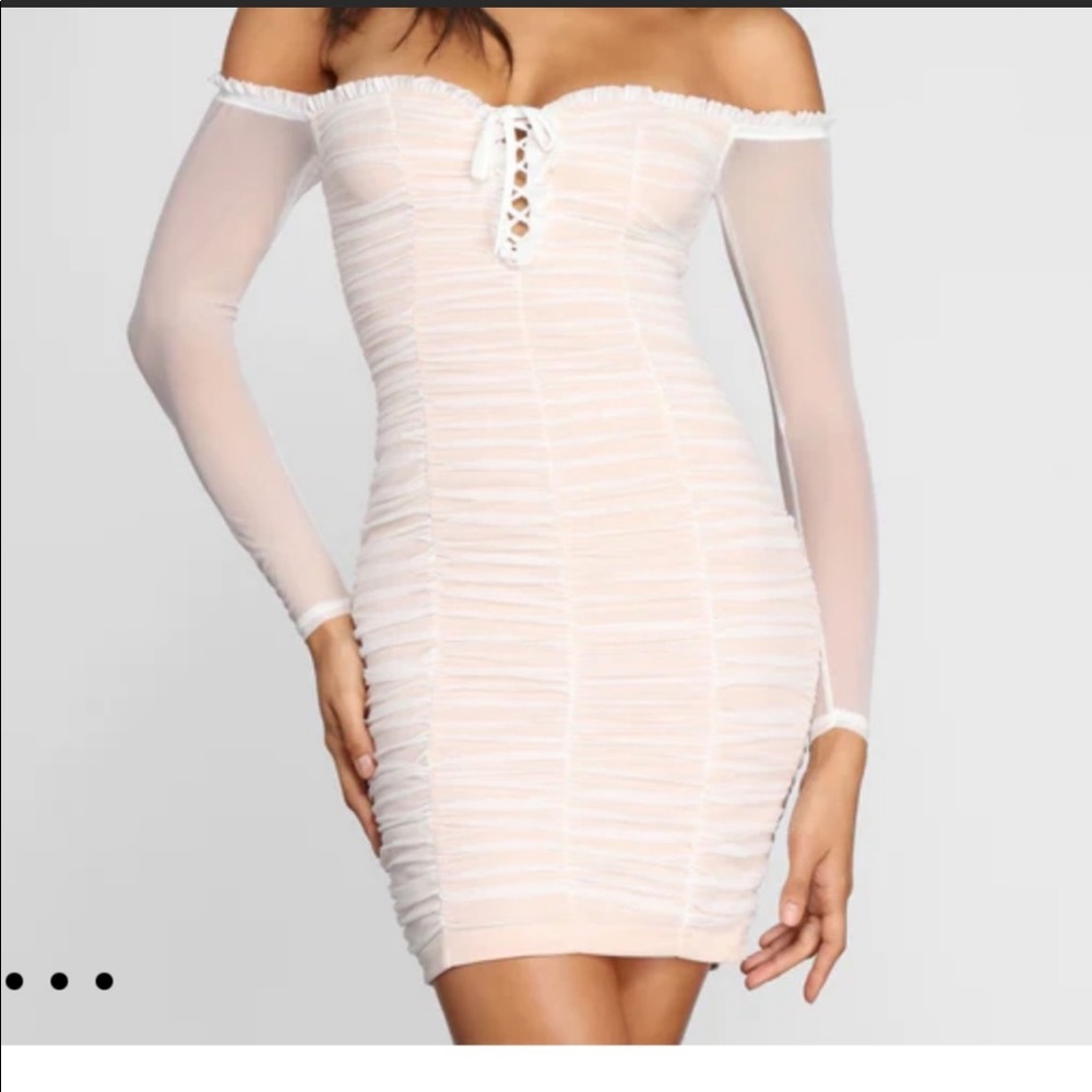 Windsor white ruched dress